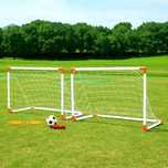 Set de 2 porti de fotbal cu pompa de umflat, minge de fotbal