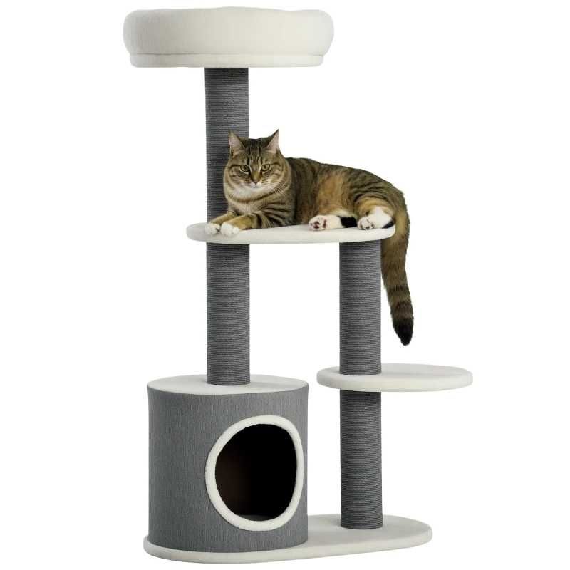 Дърво за котки PawHut с 1 котешка пещера, 1 котешко легло, 2 платформи