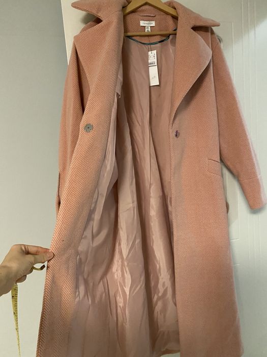 Palton - gros - roz - dungi - marime 36 - cu eticheta