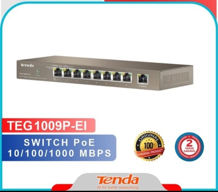 Poe Коммутатор Switch Tenda TEG1009P-EI-8-99W