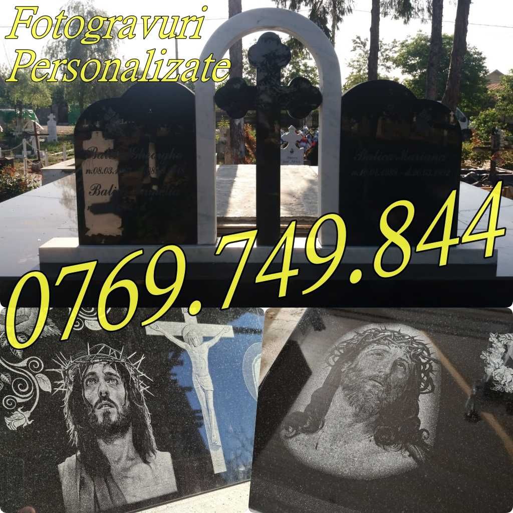 Foto Gravura Monumente Funerare Cruci Granit Negru Marmura Neagra