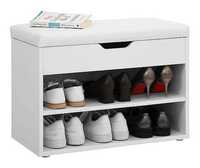 Бял шкаф за обувки с ракла за принадлежности