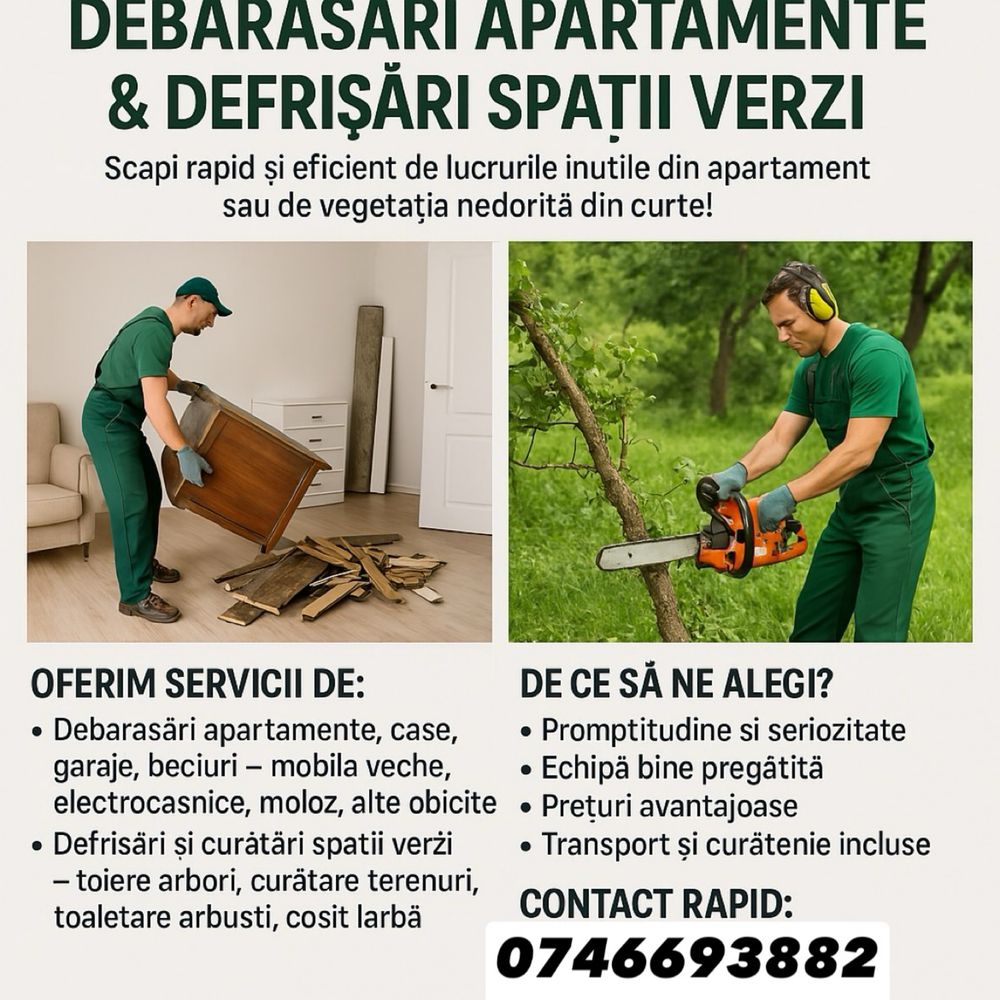 Debarasări Apartamente & Defrișări Spații Verzi