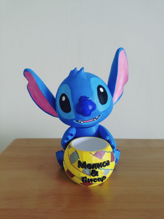 Забавен Стич с моливник и имена по избор