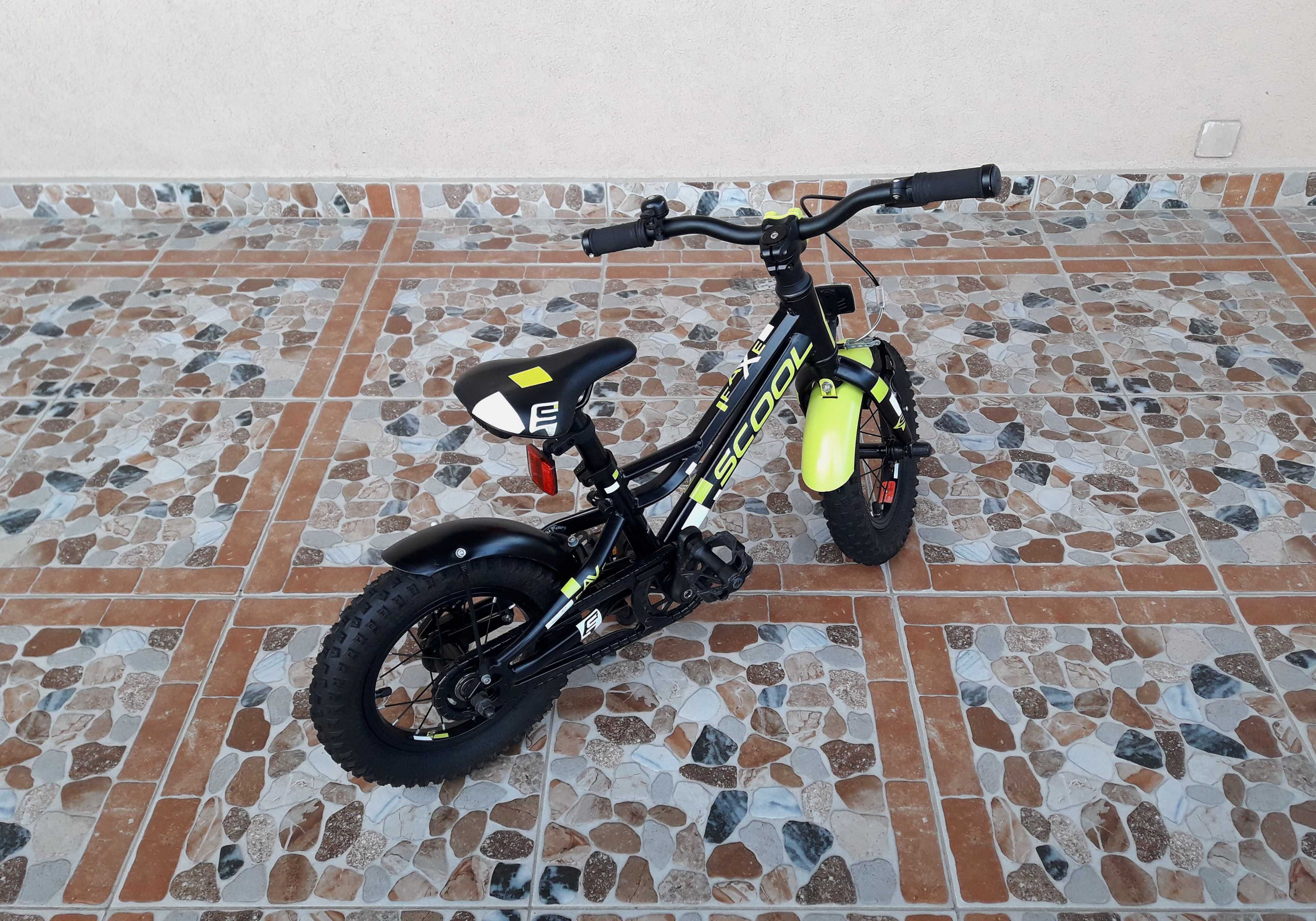 Bicicletă pentru copii 12’ S'Cool Faxe 12-1, ALUMINIU – negru/verde