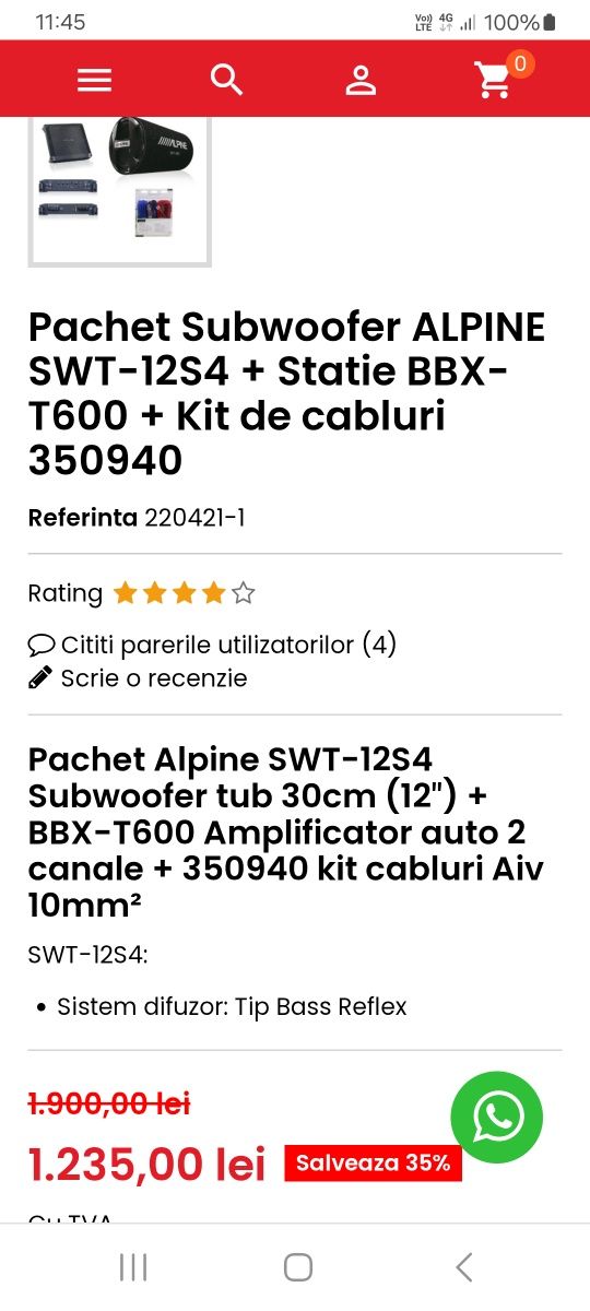 Set alpine statie si subwoofer