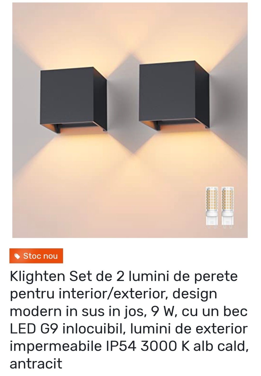 Set 2 lampi cu unghi ajustabil exterior IP 54 Klighten