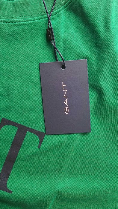 Tricou Gant, verde, logo supradimensionat ,L nou cu eticheta