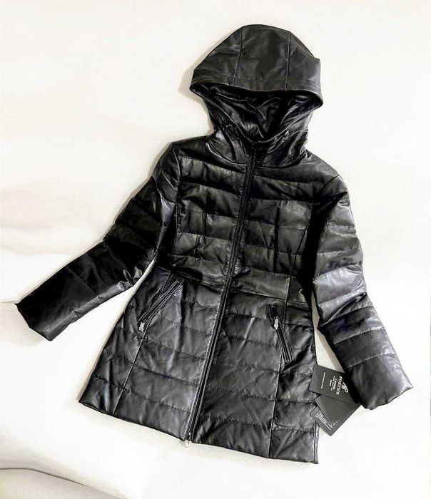 Новый кожаная куртка S/M 44 р пуховик натуральная кожа кожанный