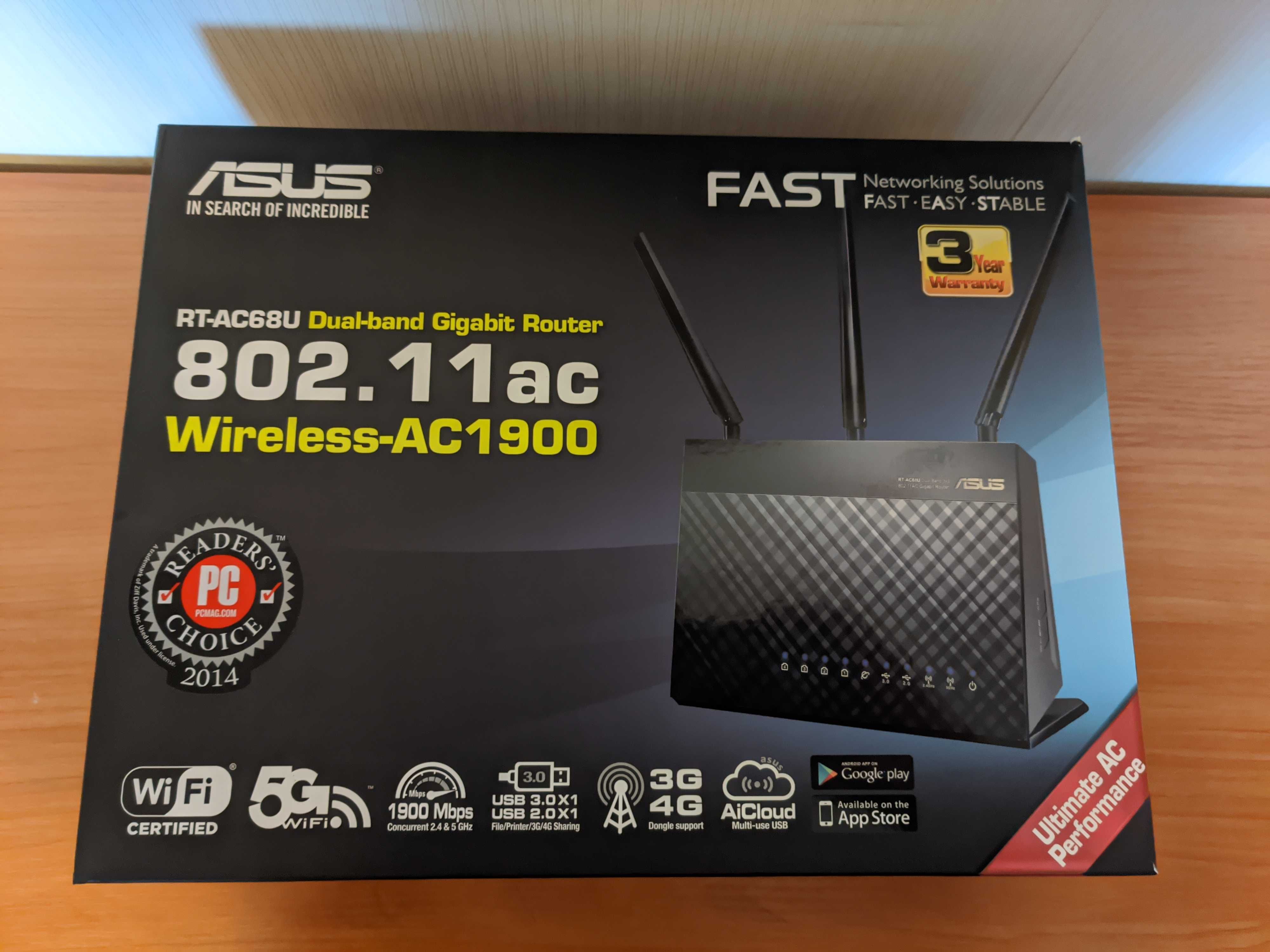 Гигабитов рутер - Asus RT-AC68U / DSL-AC68u (AC1900) - в гаранция