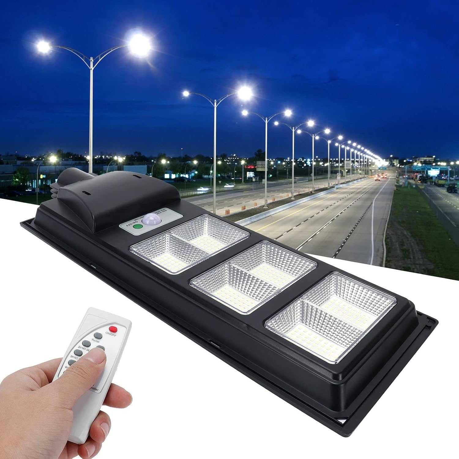 Улична соларна лампа Jortan със стойка, 300W 12-16 часа 15 000mAh
