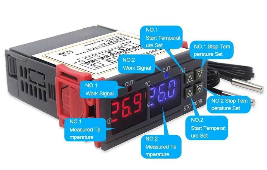 Termostat controler temperatura dublu dual control termoregulator 220V