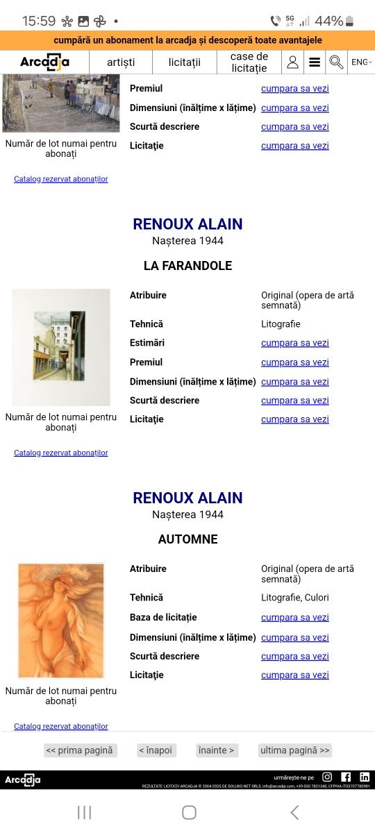 Pictură.Litografie:"Melancolie"Alain Renoux(n.1944)
