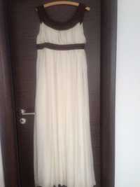 rochie lunga matase, alb murdar, S