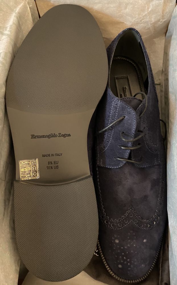 Pantofi Ermenegildo Zegna celeste blu suede,produs original.