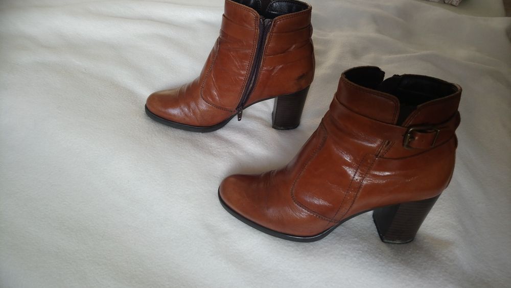 Botine maro camel piele naturala