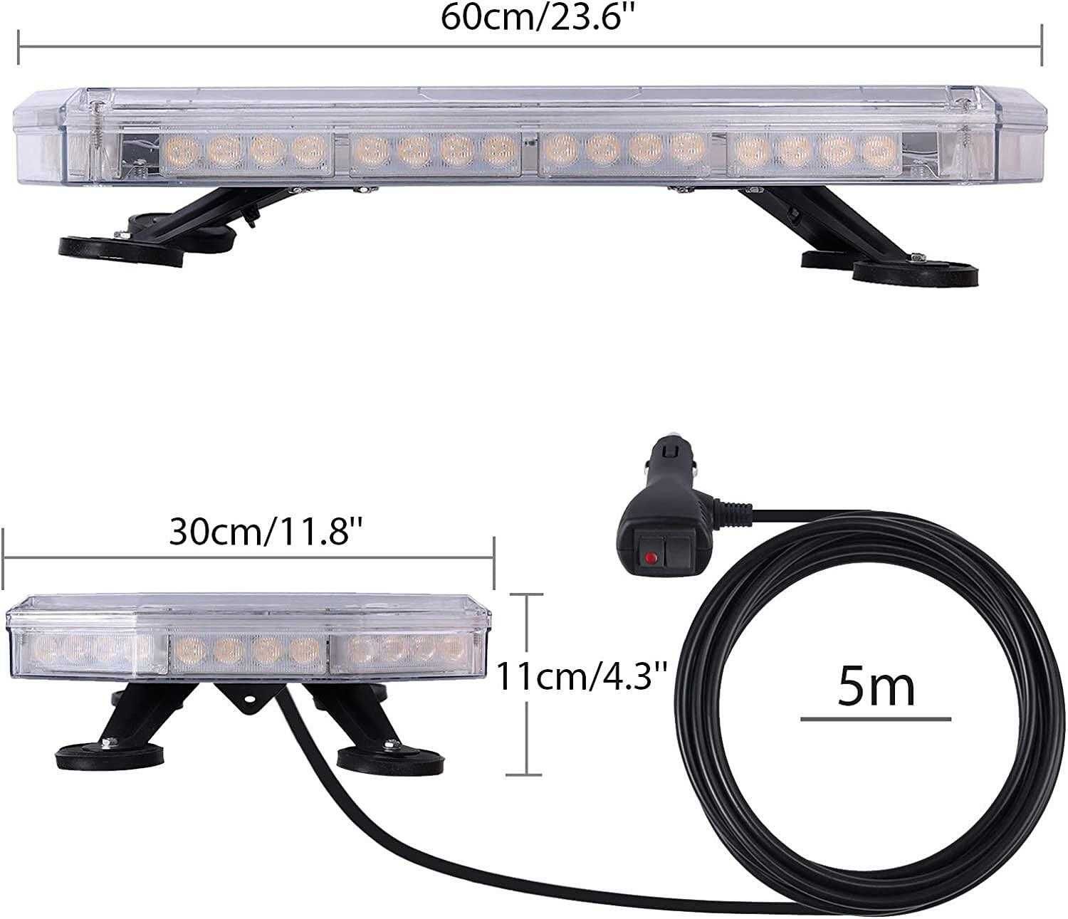 Мощна 56 LED аварийна лампа блиц маяк с магнити, 60см,12-24V, 16 режим