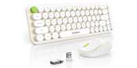 Set Tastatura si mouse wireless retro, QWERTZ, membrana, Negociabil