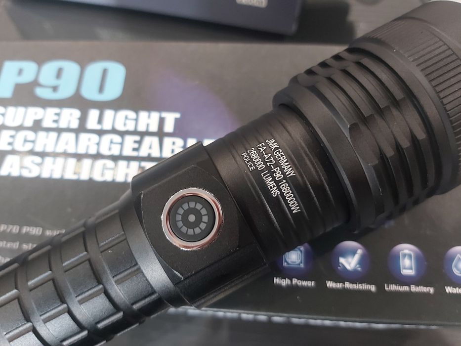 Мощен  LED фенер Р90 малък,USB зареждане,телескопичен ZOOM