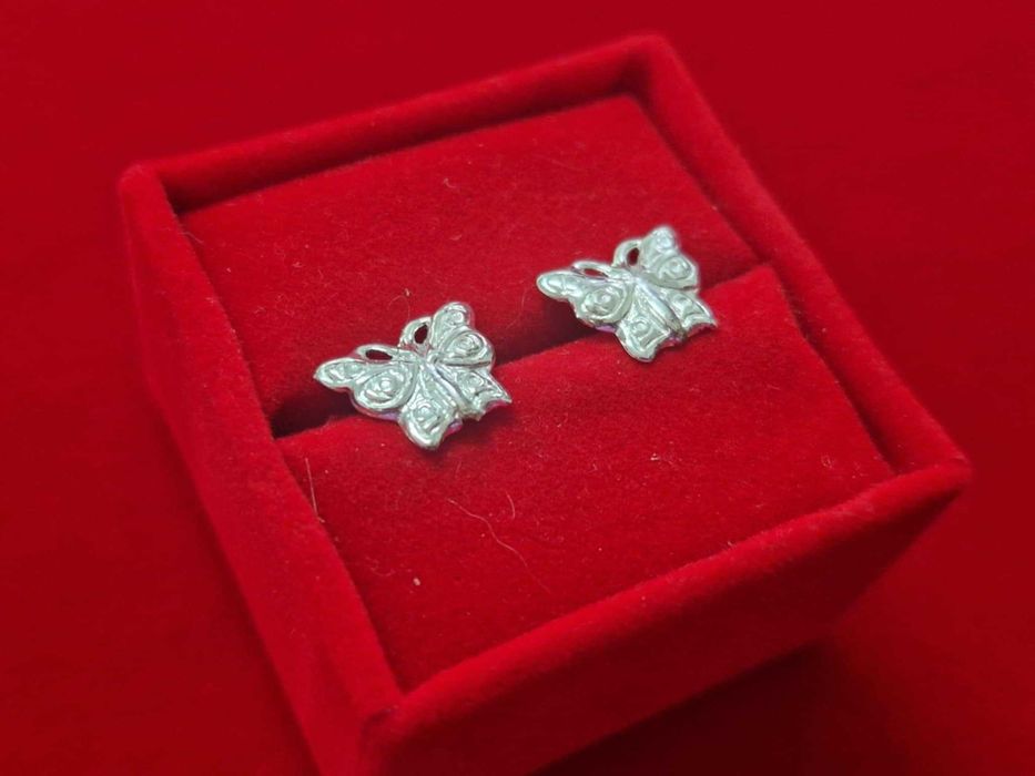 AG150,cercei argint 925,noi/marcati, fluturi, 1,3 cm