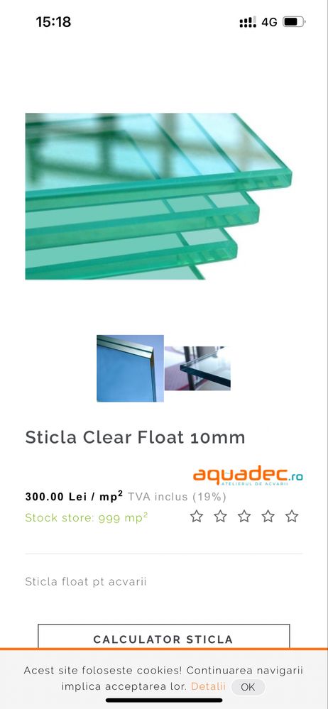 Sticlă securizată 10mm 2.73h (15-100 cm) panouri/usi aluminiu/termopan