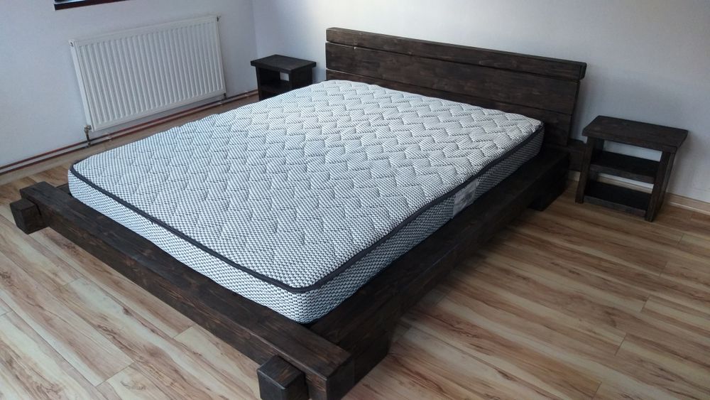 Pat lemn masiv din grinzi 13/13 cm