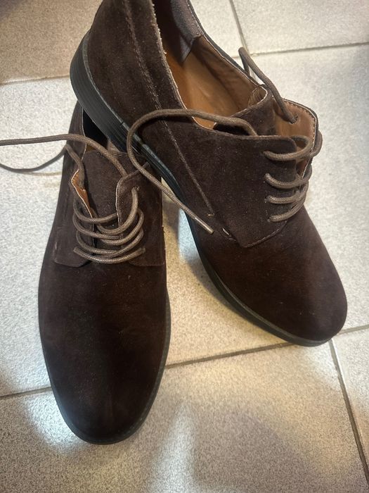 Велурени мъжки обувки-тъмно кафяво 42