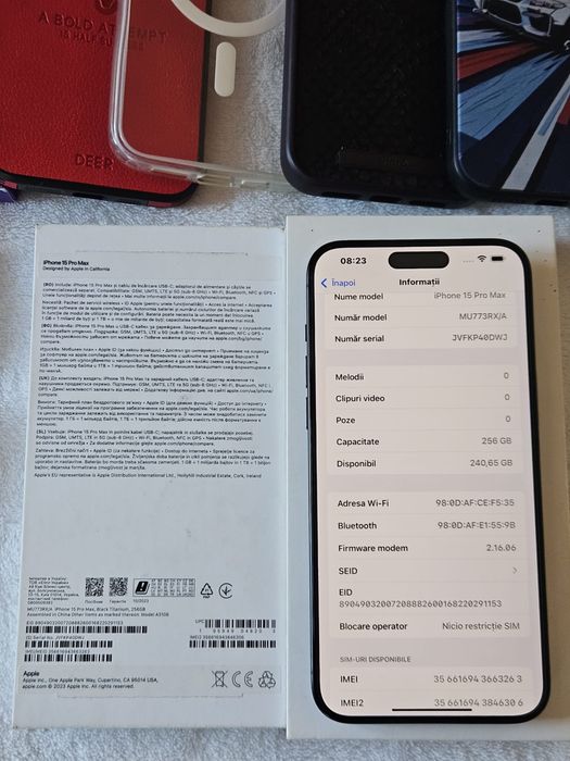 Iphone 15 pro max, 256GB, baterie 100%, 33 cicluri, CA NOU
