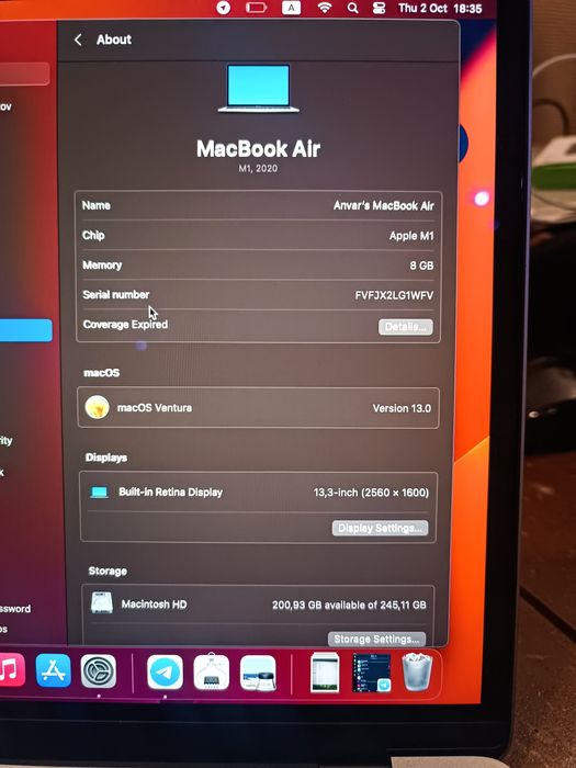 Macbook Air M1 2020
