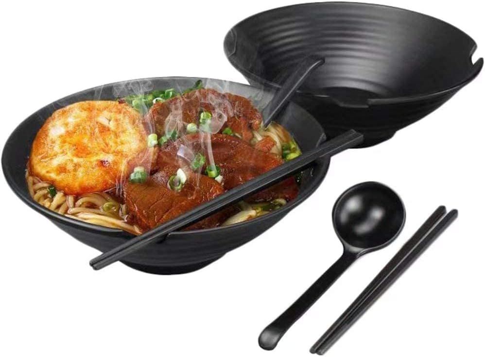 Set 2 boluri ramen japoneze 1100 ml cu lingura si betisoare | MXNJQH