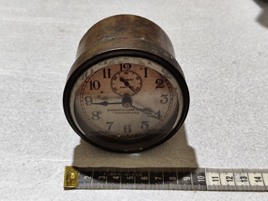 Антикварен  Месингов Автомобилен Часовник за Табло.