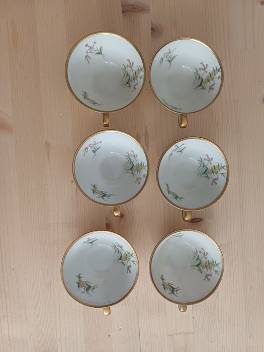 Set 6 cescute si farfurioare portelan Weimar, servire cafea, vintage