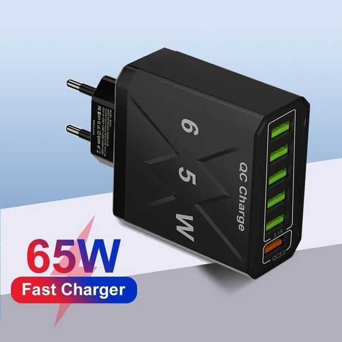 Incarcator telefon 65W Quick Charger 3.1A QC3.0 6 porturi USB