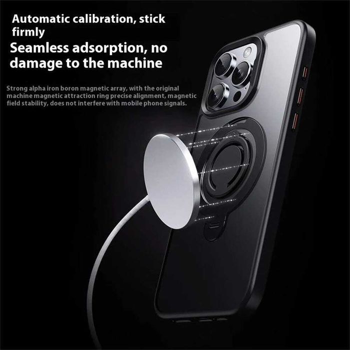 Husa iPhone 13 Pro Max CUBZ Matte Kickstand Ring MagSafe Black