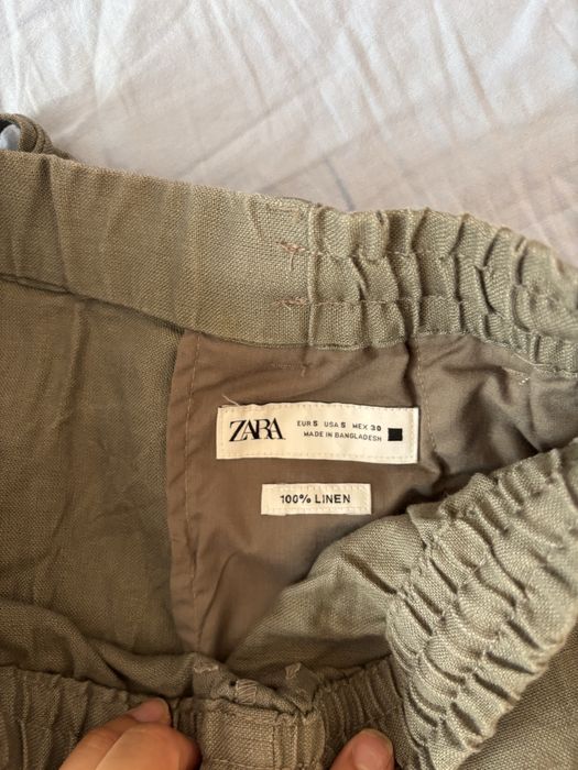 Кафяви 100% ленени къси панталони Zara – S