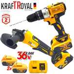 Акумулаторен Ъглошлайф + Акумулаторен Винтоверт 36V 8AH Батерия KRAFT