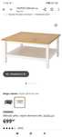 Masuta cafea Ikea HEMNES - 90x90 cm, alb/maro - noua - pret redus