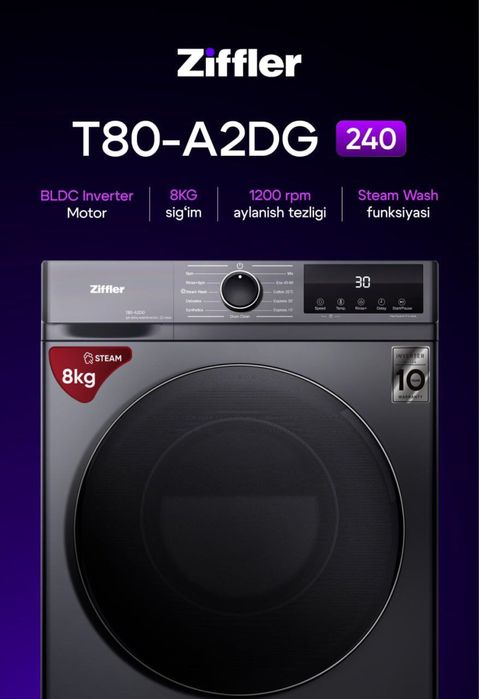 Ziffler kir moshina 8KG