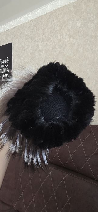 Шапка натуральная норка, на вязанной основе