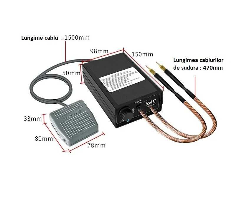 Aparat de sudura in puncte acumulatori baterii 8000W