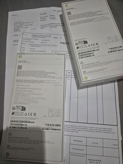 Iphone 17 Pro Max 256gb - Sigilat - Liber de rețea - Factura