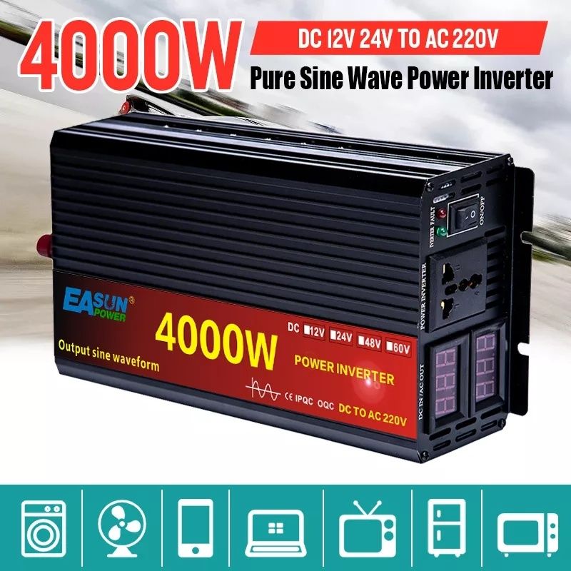 Invertor EASUN cu Undă Sinusoidală Pură DC 24V /AC220V Putere 4000W