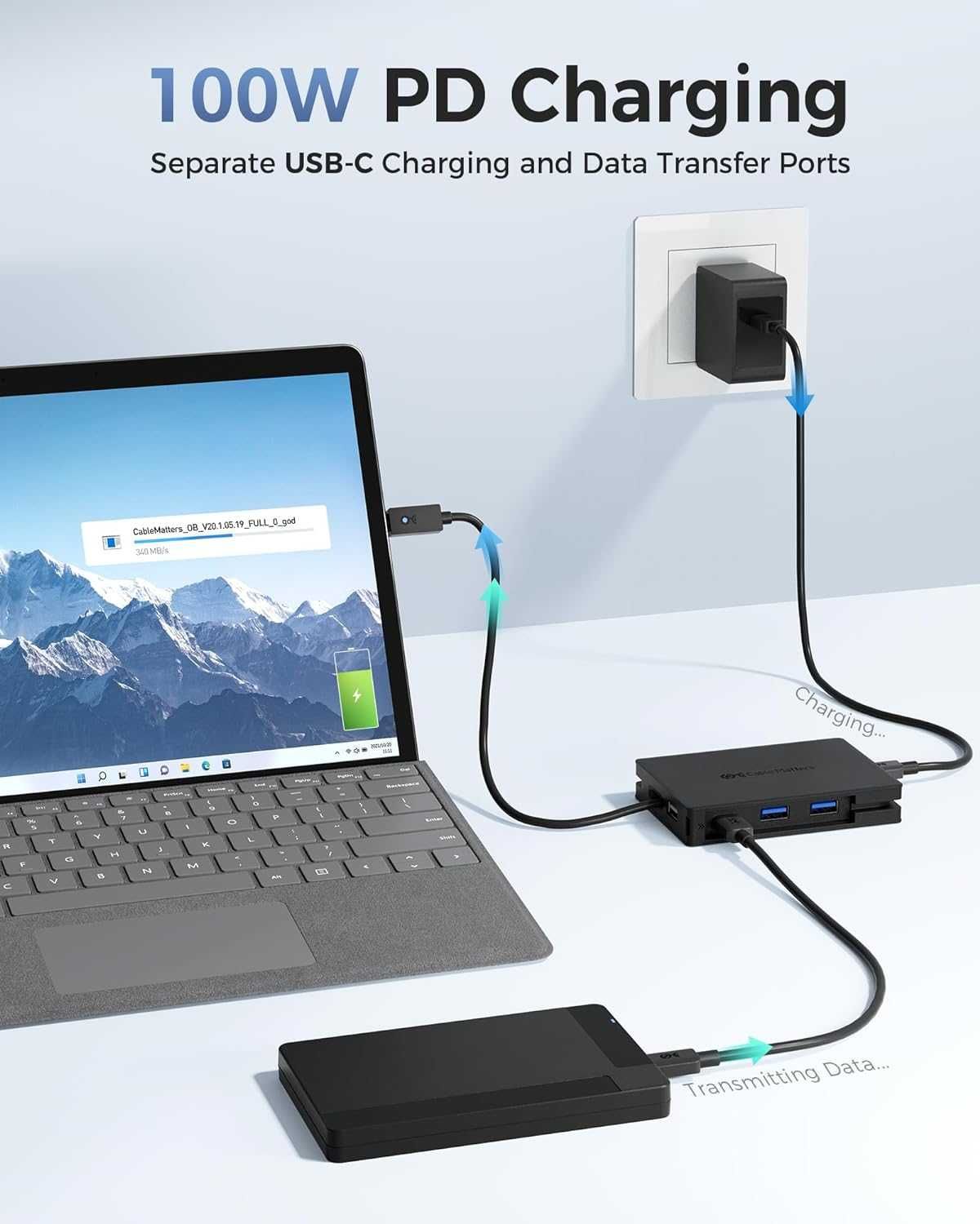 Cable Matters 8-в-1 преносим 40Gbps USB4 хъб (USB 4 докинг станция)