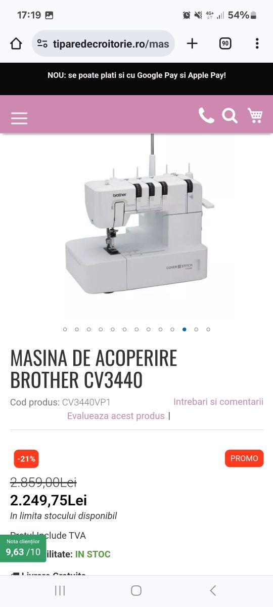 Masina de cusut de acoperire Brother CV3440