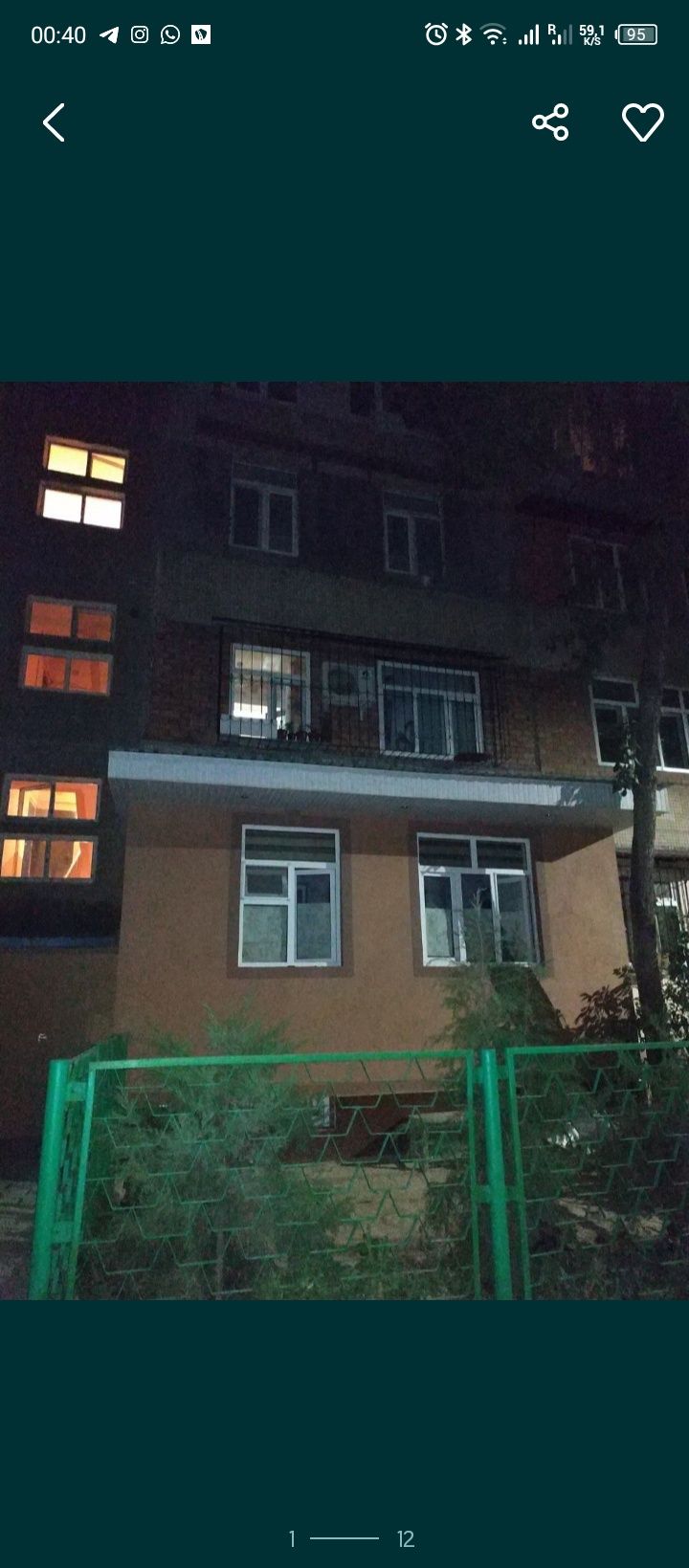 Аренда квартира 2 хона Жахон тиллари институт га 200 м