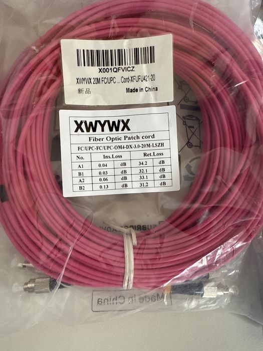 Cablu patch fibră optică 20m OM2/OM4 DX LSZH 3.0mm,duplex,LC FC SC ST