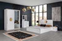 Dormitor LION Full Tapitat LUX Model Versace 2023 Alb