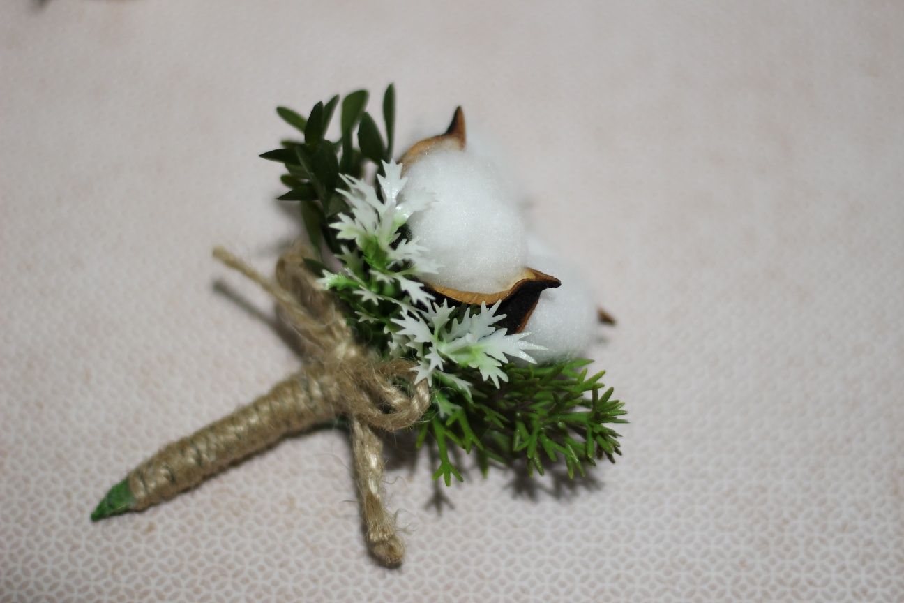Cocarda nuntă cu floare de bumbac
