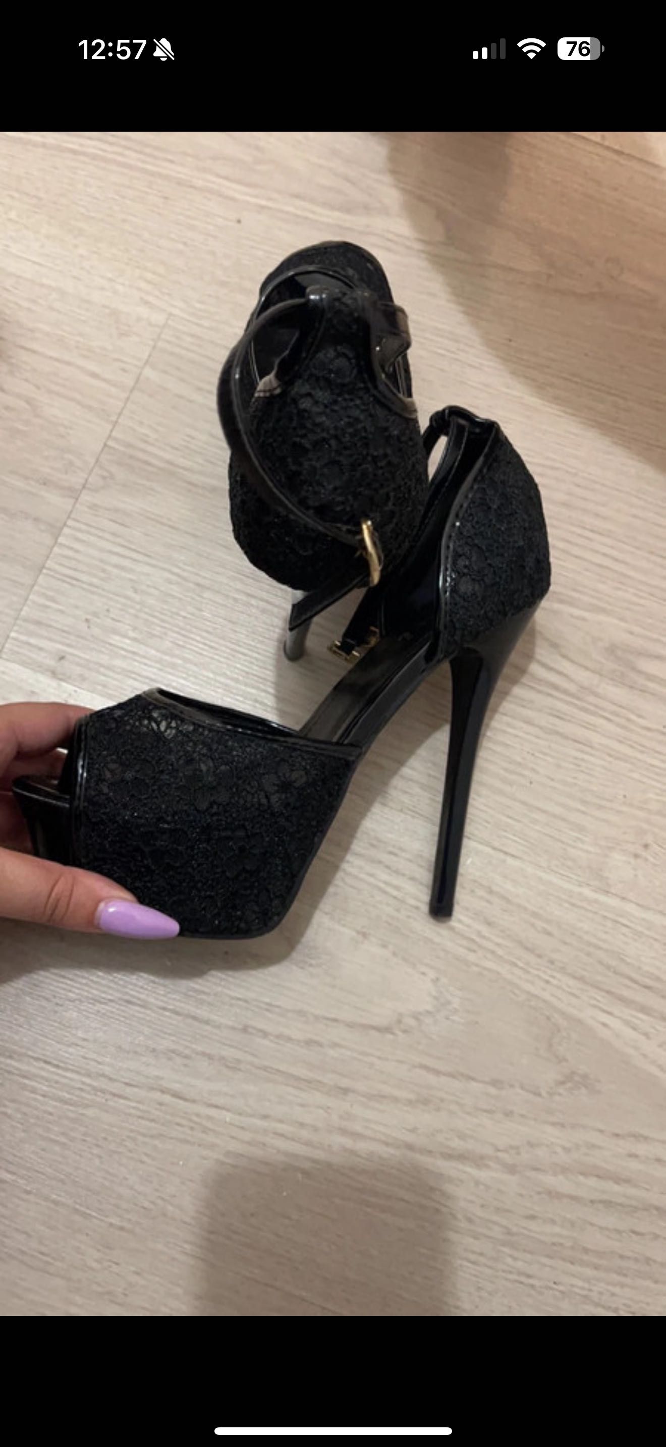 Sandale noi negre cu toc 10 cm mărimea 38