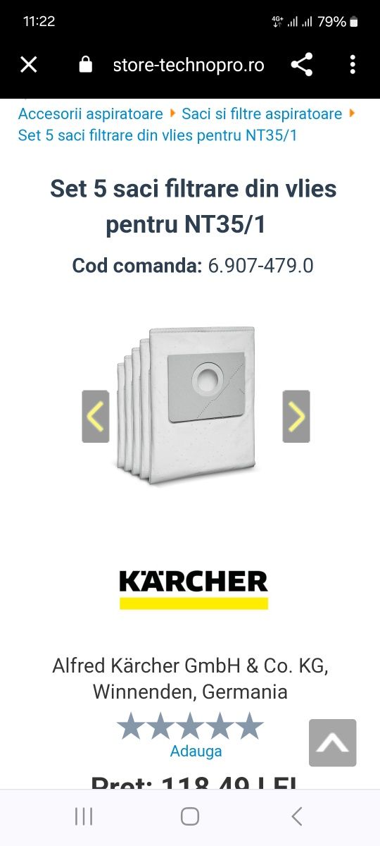 11 saci filtrare Karcer NT48/1 NT 70 /1 2